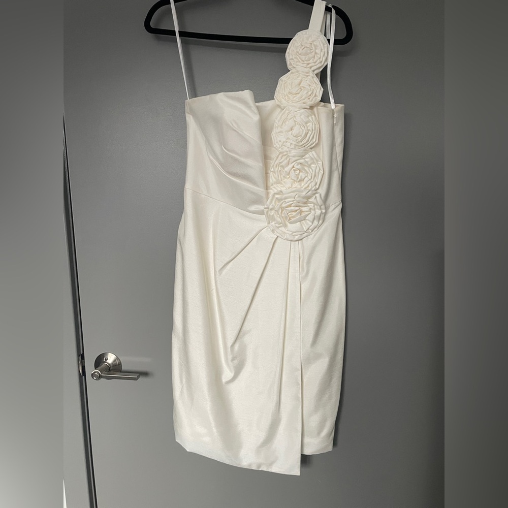 Eliza J Asymmetric One-Shoulder Rosette Dress